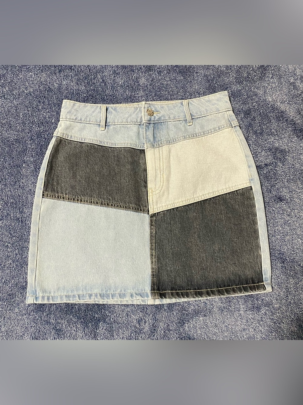 Wild Fable Two Tone Patchwork Denim Mini Skirt Size 0 Y2K